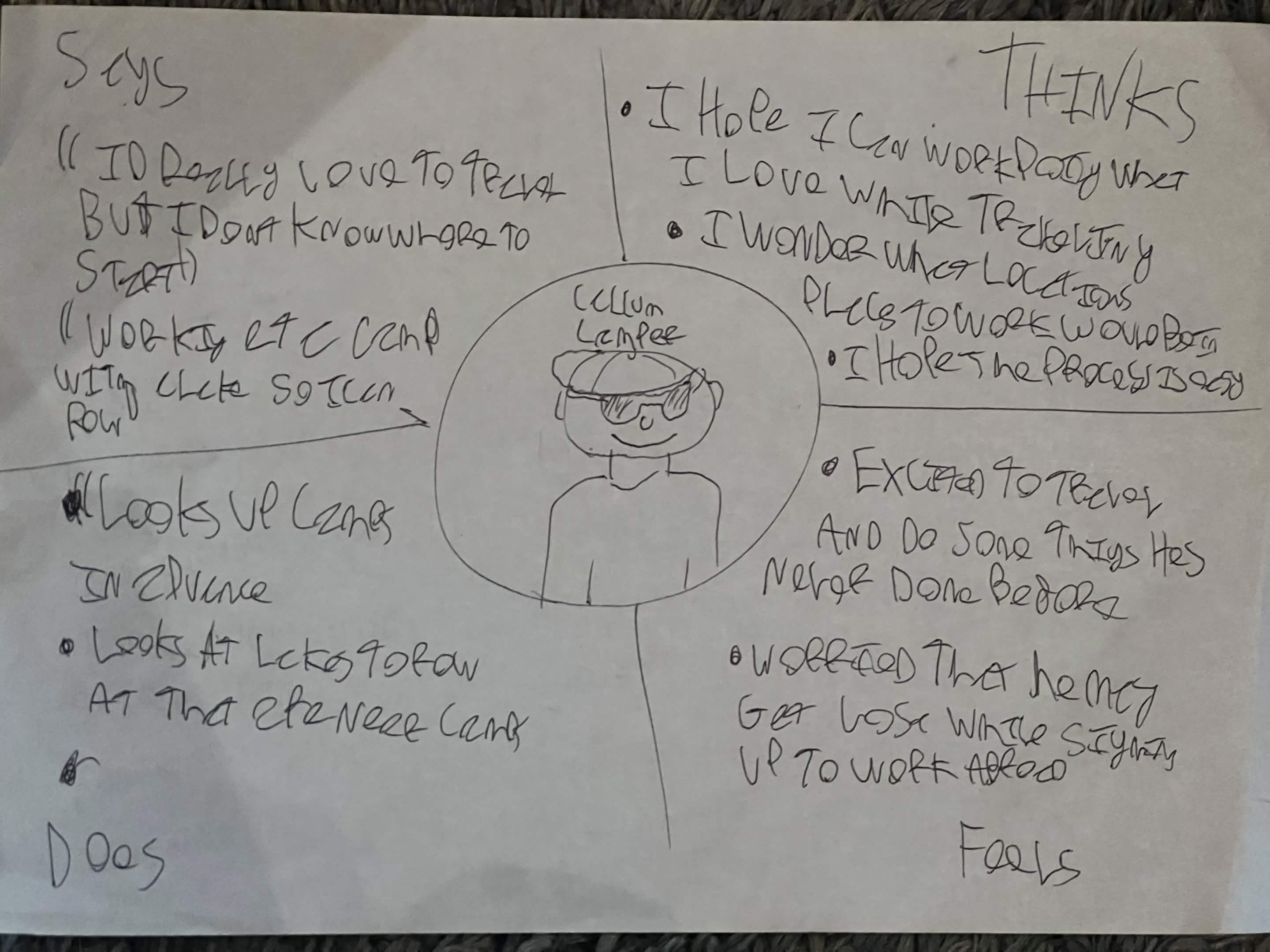 An empathy map created for the site