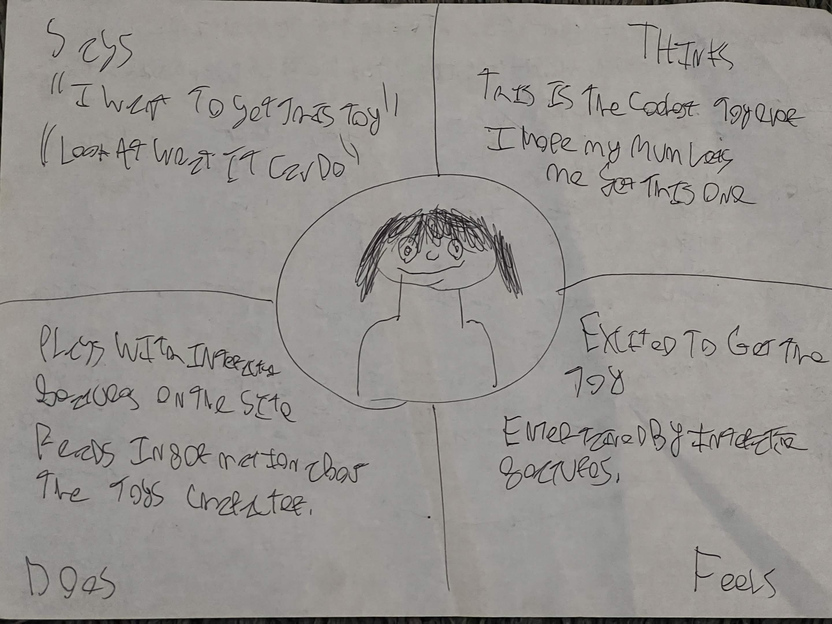 An empathy map created for the site